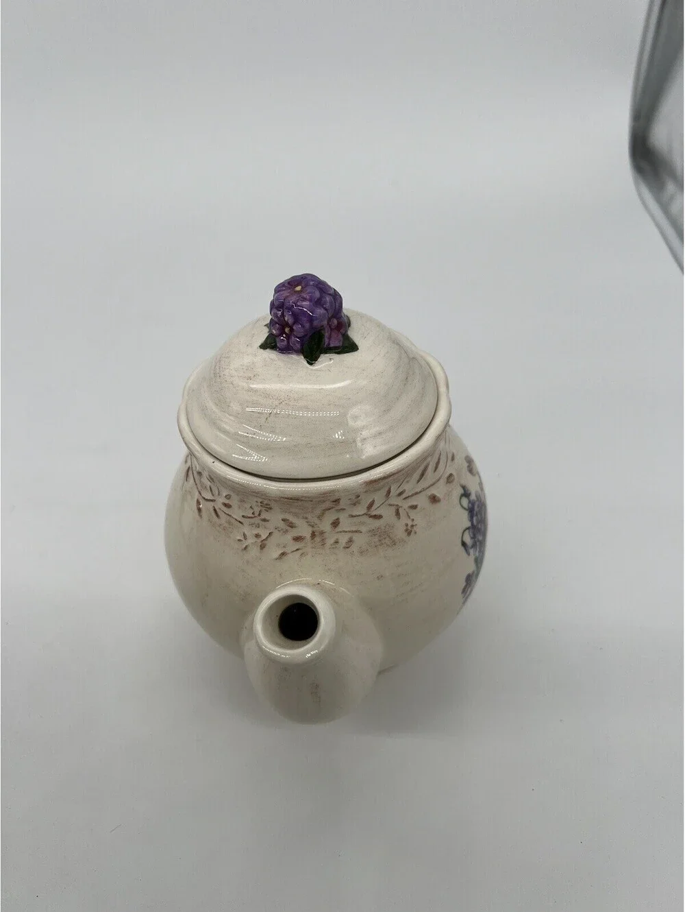 Easter Treasures Teapot by Cracker Barrel Bunny Rabbit Lilacs